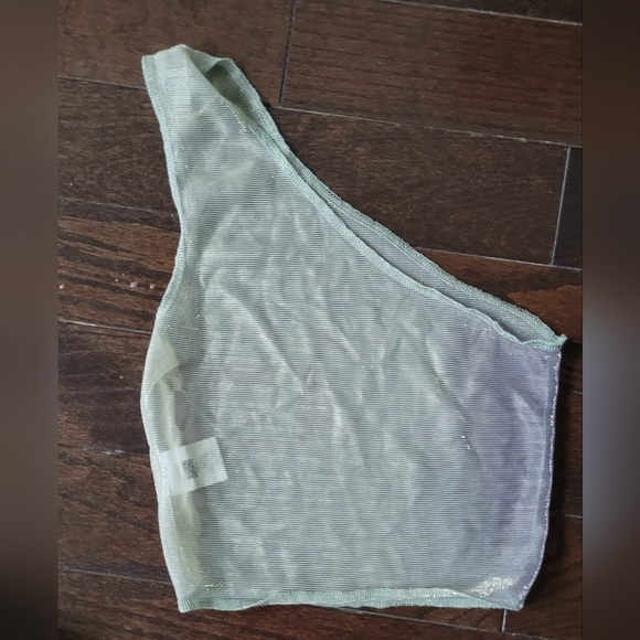 Tops - Shimmery green one-shoulder top